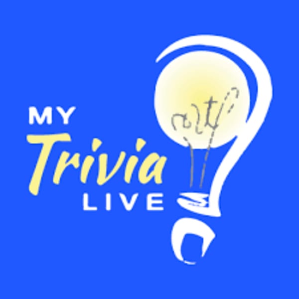 Blue graphic with "My Trivia Live" text and a lightbulb inside a question mark.