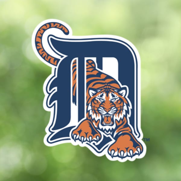 Detroit Tigers baseball team logo featuring a tiger emerging from a large blue 'D'.